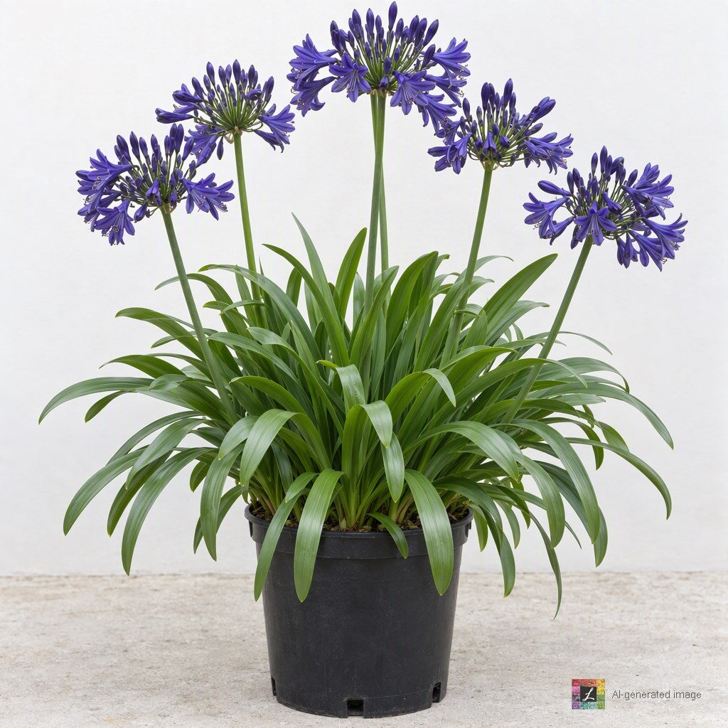 AI-generated image: Agapanthus x 'Storm Cloud' (blue)