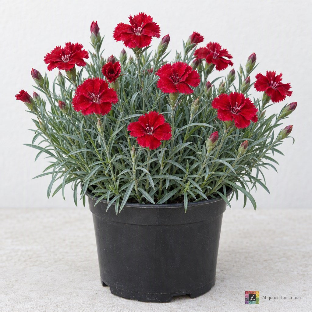AI-generated image: Dianthus hybrida ‘Mountain Frost™ Red Garnet’