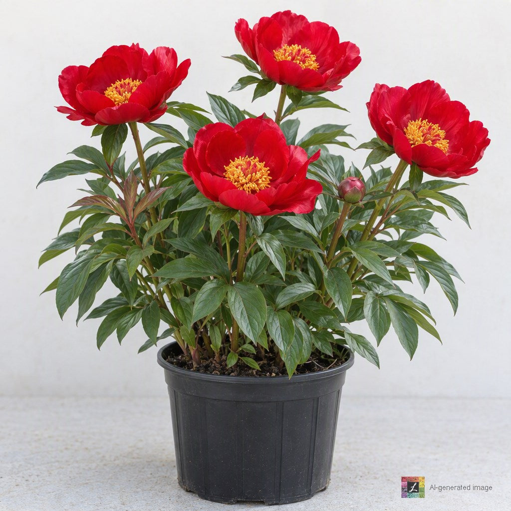 AI-generated image: Paeonia 'Blaze' (red)