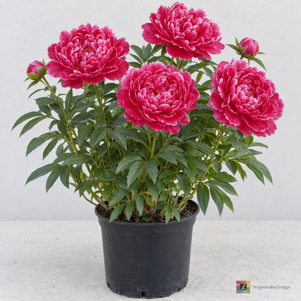 AI-generated image: Paeonia lact. 'Bunker Hill' (double rose red)