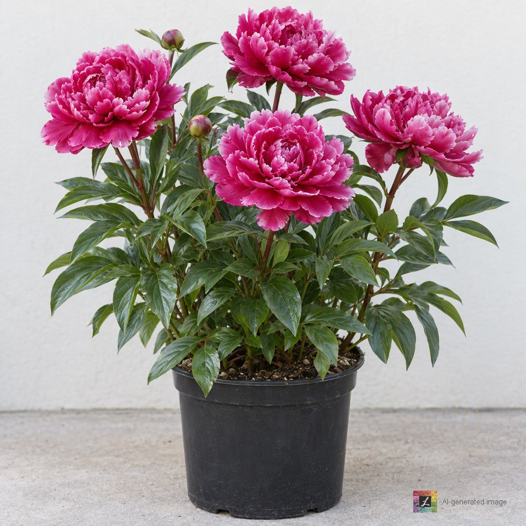 AI-generated image: Paeonia lact. 'Fiona' (dark pink)