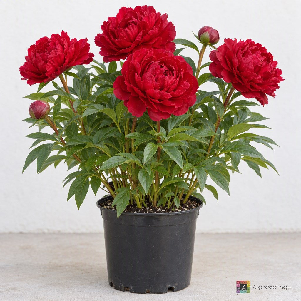 AI-generated image: Paeonia lact. 'Henry Bockstoce Koppius' (red)