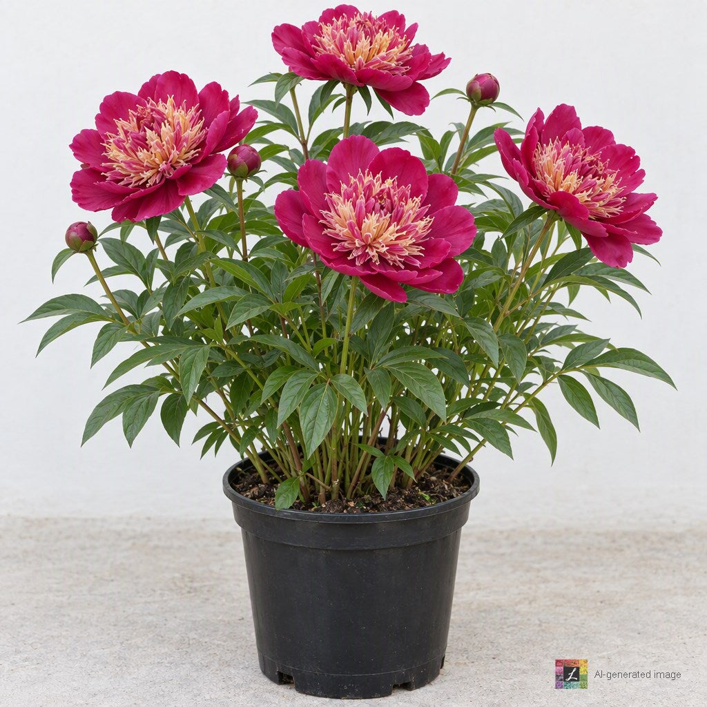 AI-generated image: Paeonia lact. 'Mikado' (red)