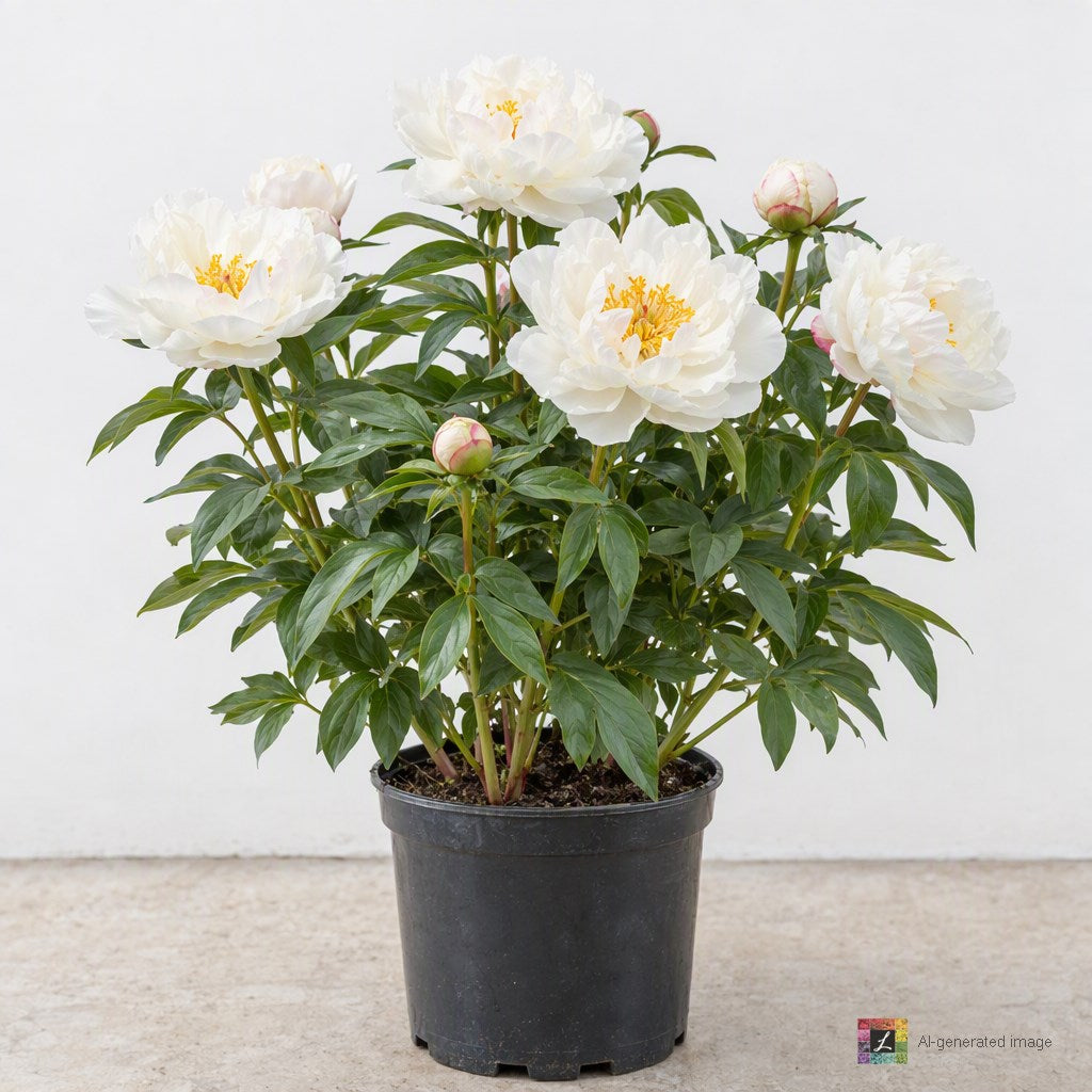 AI-generated image: Paeonia 'Miss America' (white & fragrant)
