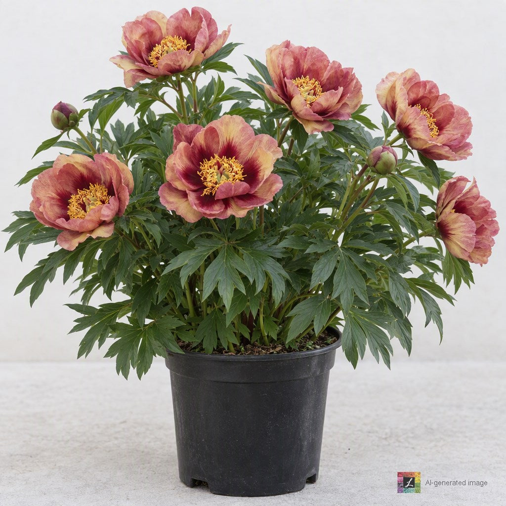 AI-generated image: Paeonia 'Old Rose Dandy' (Itoh Brick-Red)