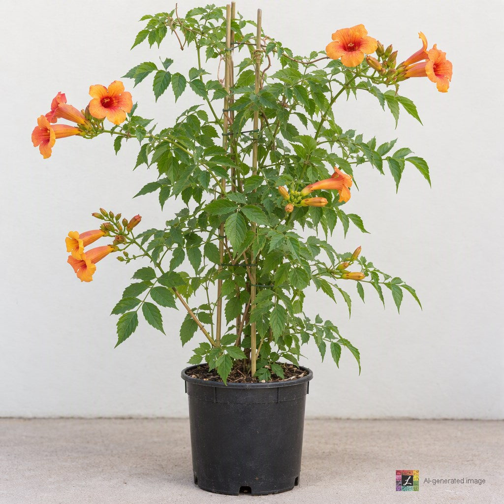 AI-generated image: VINE Campsis radicans 'Indian Summer' (yellow/orange)