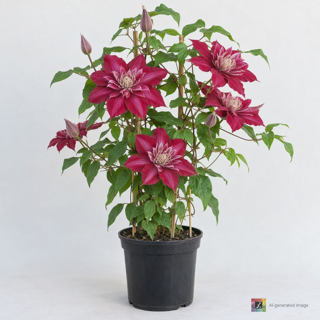 AI-generated image: VINE Clematis x 'Red Star' (red)